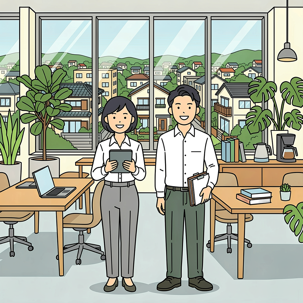 会社の「土台」を守っているのが、業務サポート課です。経理・総務を中心に、書類の管理からお客様対応まで、日々の業務がスムーズに回るよう目を配っています。直接お会いする機会は少ないかもしれませんが、声や対応を通じて「ヤマモト地所らしい温かさ」をお届けしたい。縁の下からチーム全体を支えるのが、私たちの役割です。